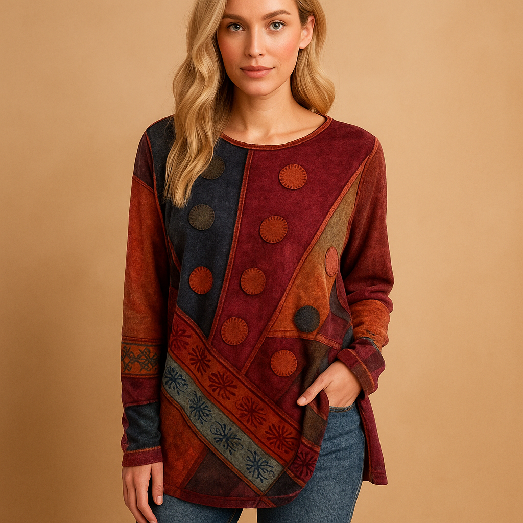 Boho off shoulder top with ethnic print for women | Bianca - Nocini