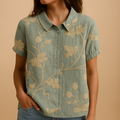 Airy floral print blouse for women with a loose comfortable fit, suitable for warm days, casual outfits, and everyday wear.