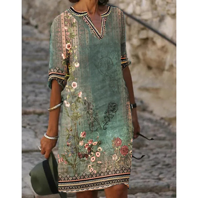 Bohemian Floral Midi Dress for Women - Nocini