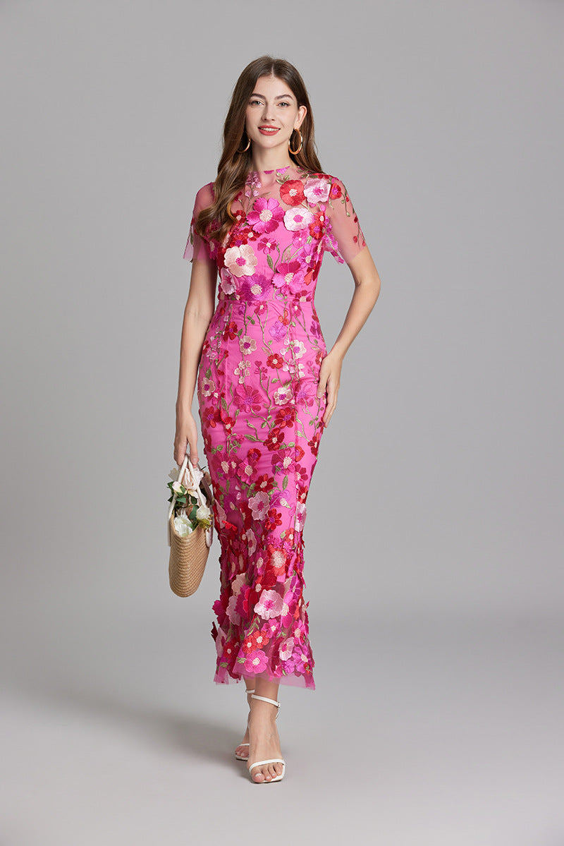 Beautiful Floral Floor Length Evening Dress
