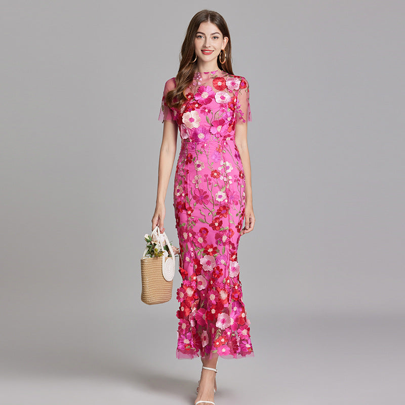 Beautiful Floral Floor Length Evening Dress