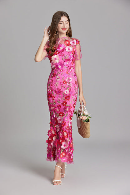 Beautiful Floral Floor Length Evening Dress