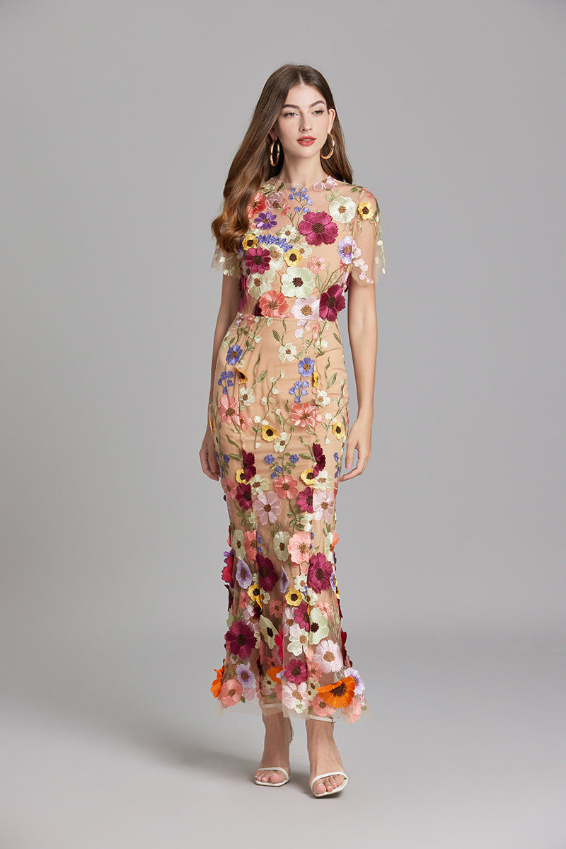 Beautiful Floral Floor Length Evening Dress