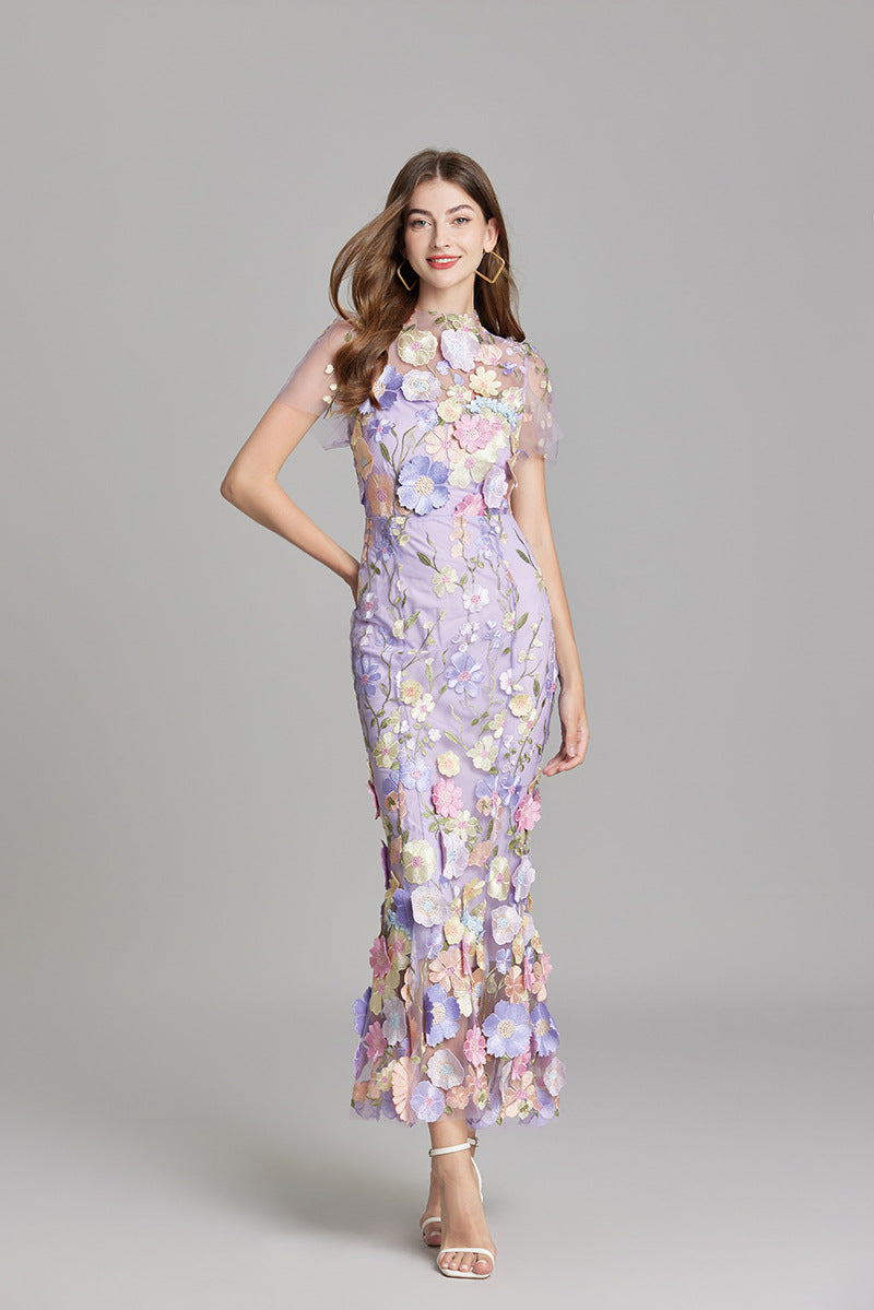 Beautiful Floral Floor Length Evening Dress