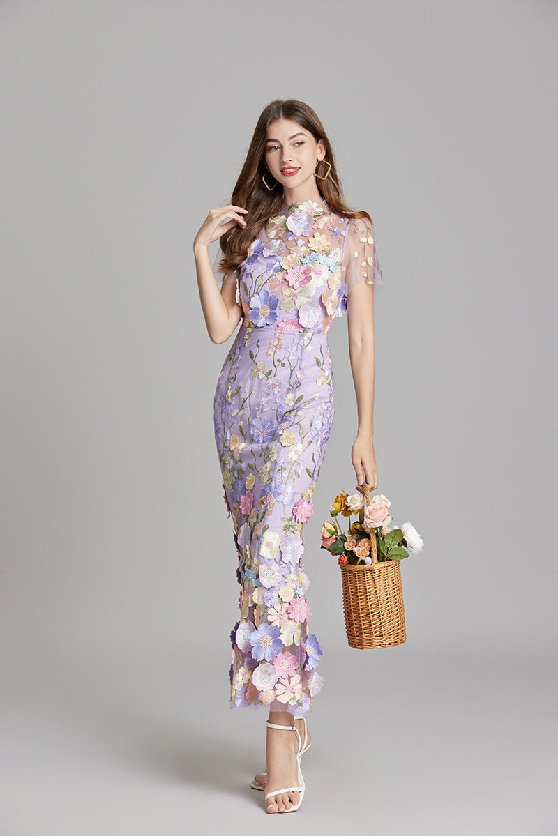 Beautiful Floral Floor Length Evening Dress