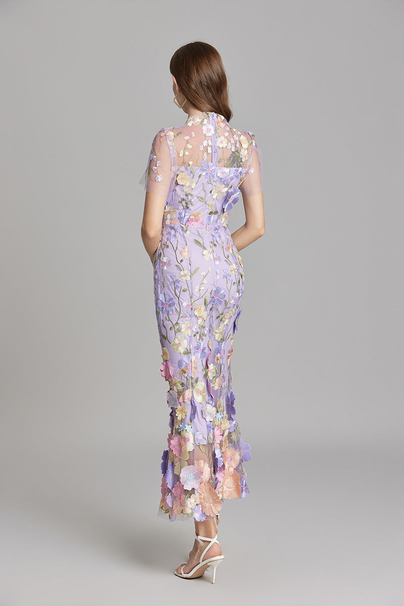 Beautiful Floral Floor Length Evening Dress