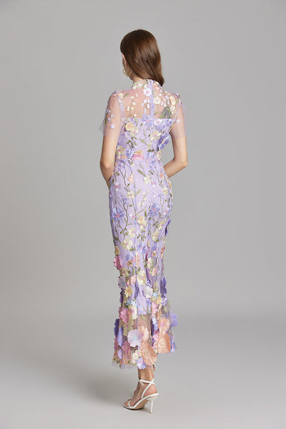 Beautiful Floral Floor Length Evening Dress