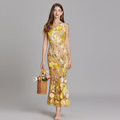Beautiful Floral Floor Length Evening Dress