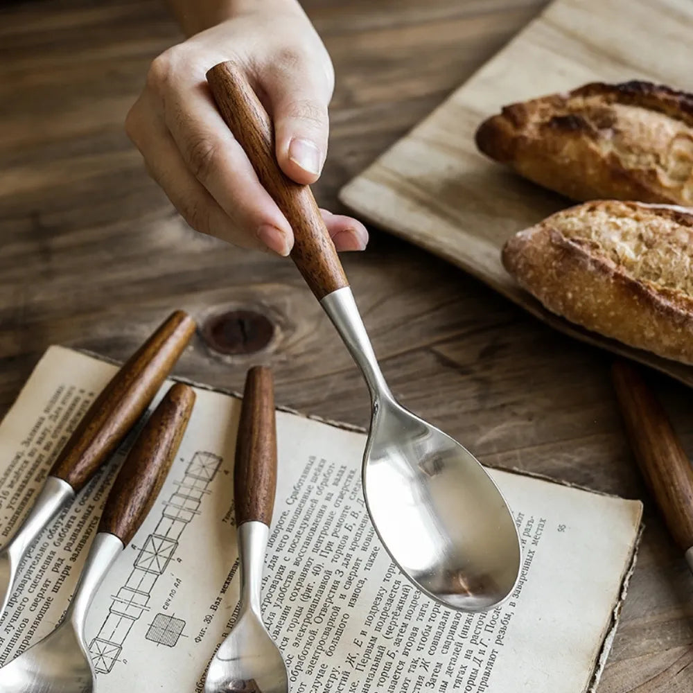 Japanese Wood Handle Flatware Set