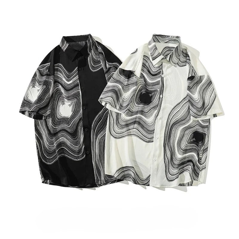 Black White Wave Tee