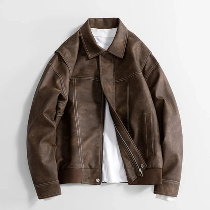 Biker Style Genuine Leather Jacket - Nocini