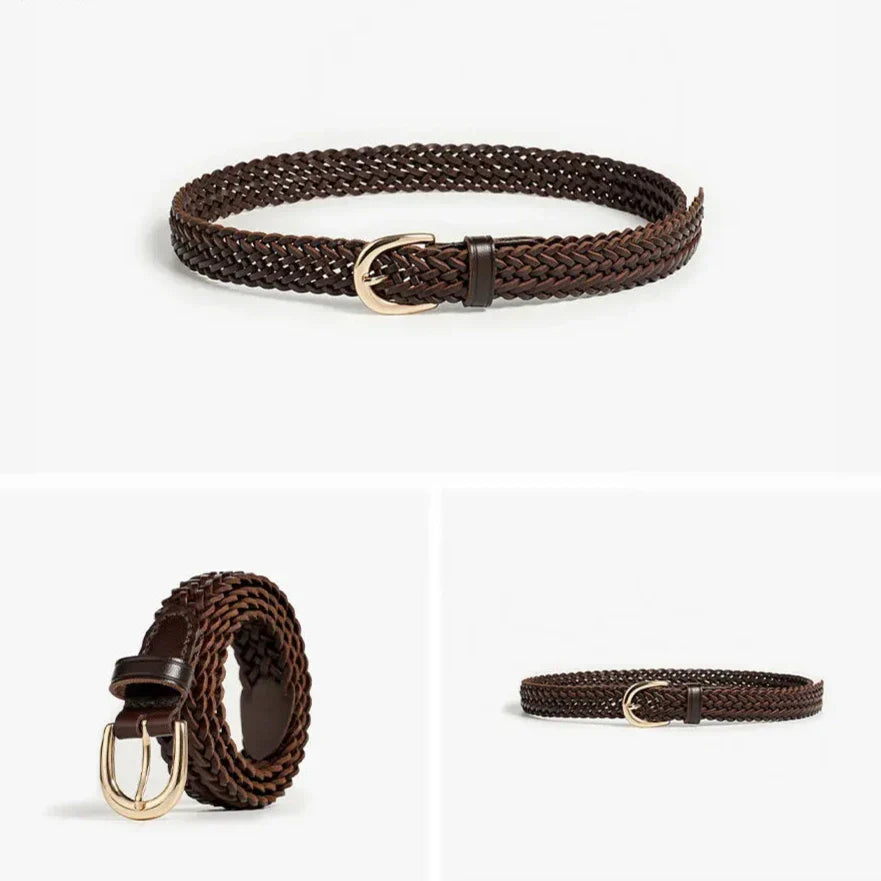 Authentic Woven Leather Waist Belt