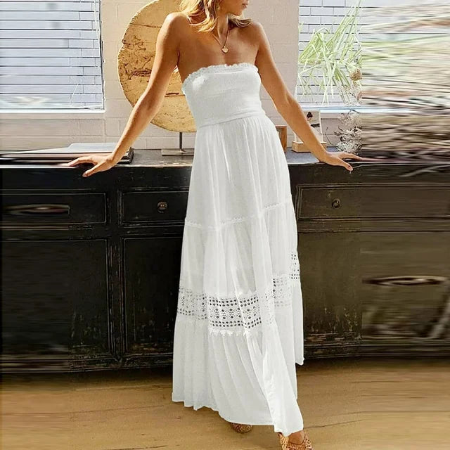 Boho Chic Long Lace Dress for Women - Pexav
