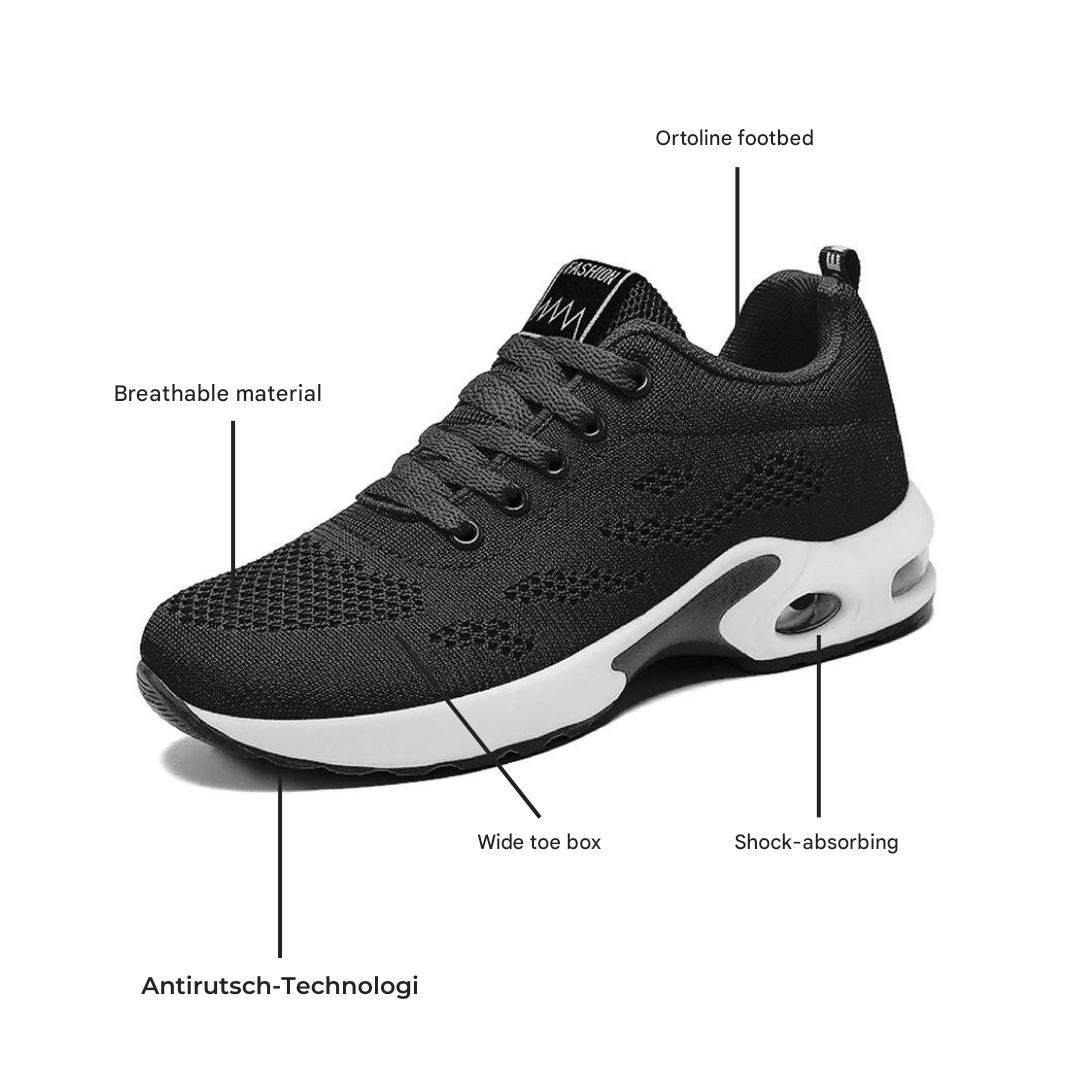 Comfortable & Breathable Orthopedic Women's Sneakers – Marlene-Black-3-Nora Luxe