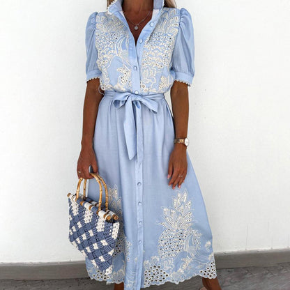 Maxi Dress with Embroidery – Celeste-White-S-The Livary