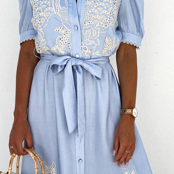 Maxi Dress with Embroidery – Celeste-White-S-The Livary