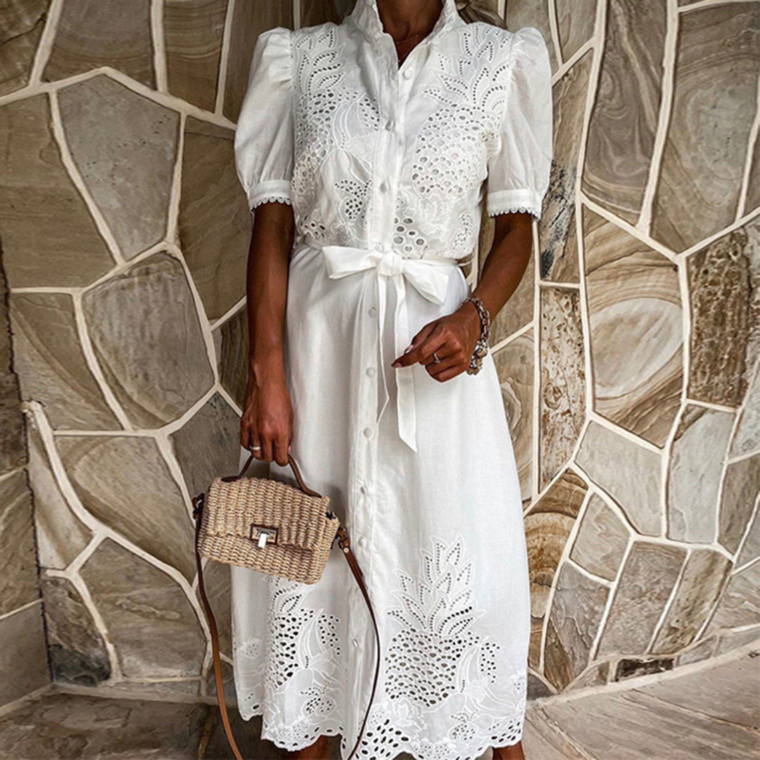 Maxi Dress with Embroidery – Celeste-White-S-The Livary