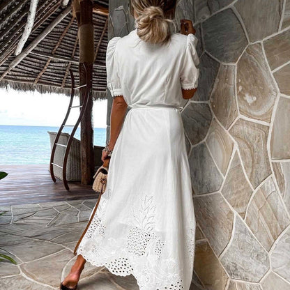 Maxi Dress with Embroidery – Celeste-White-S-The Livary