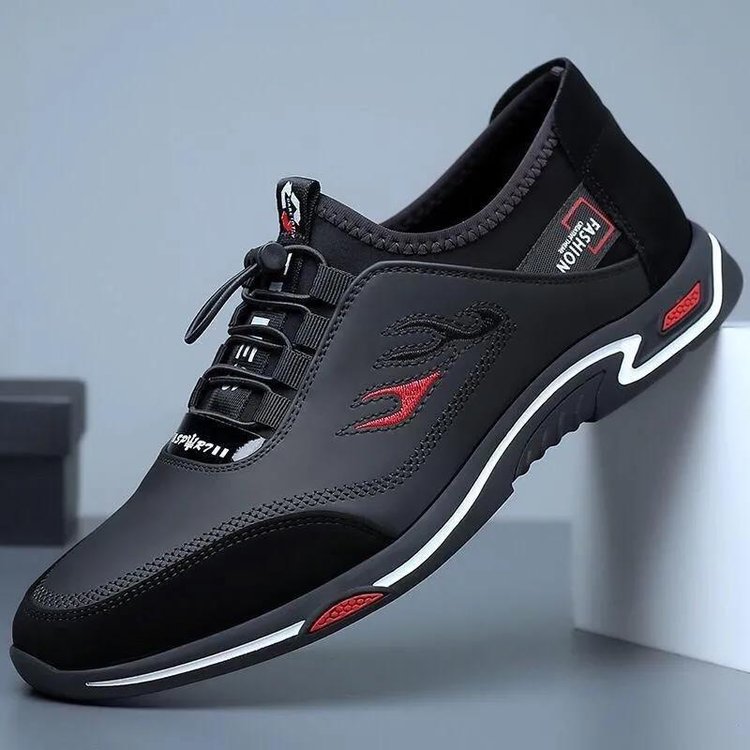 Sporty Men's Sneakers - StrideLux-Black-6.0-Nora Luxe