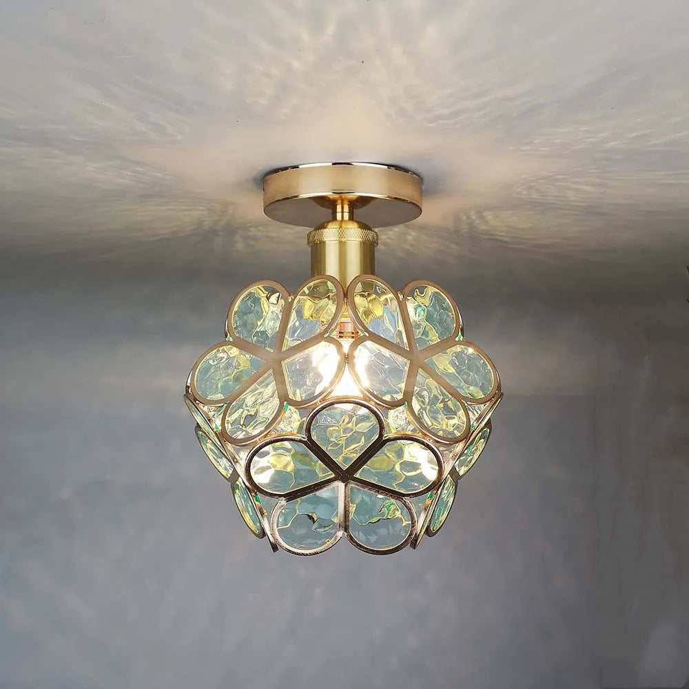 Beautiful Floral Glass Overhead Light - Pexav