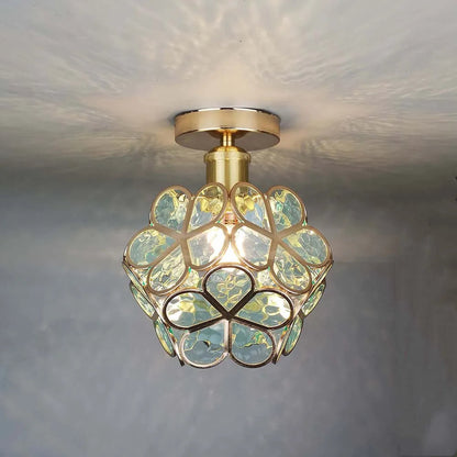 Beautiful Floral Glass Overhead Light - Pexav