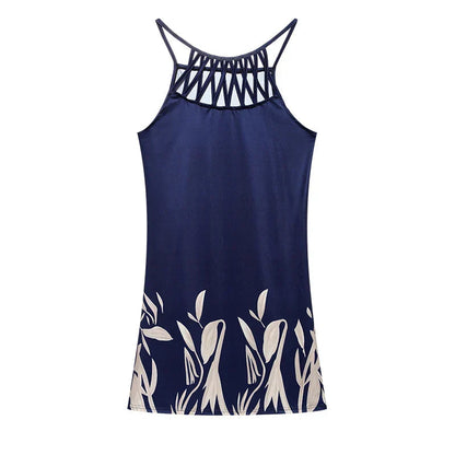Trendy summer tunic dress with ethnic print & spaghetti straps – Kiara-Flowers-S-Nora Luxe