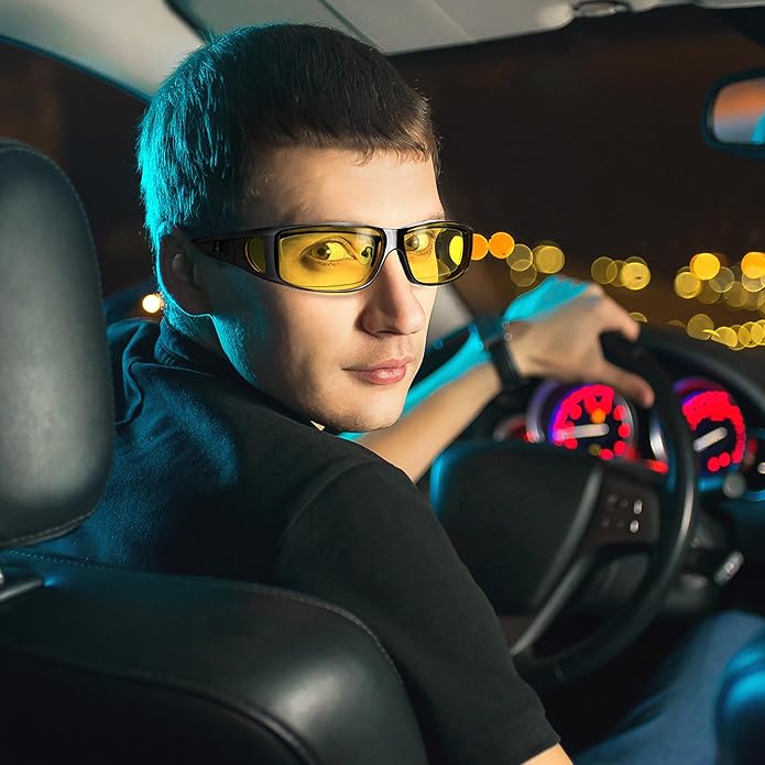 Night Vision Polarised Driving Glasses - Jeremy-Shiny black frame/night vision lens-Nora Luxe