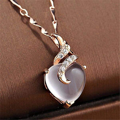Opal Heart Necklace - Calista-Rose gold-Nora Luxe