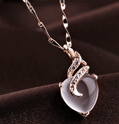 Opal Heart Necklace - Calista-Rose gold-Nora Luxe