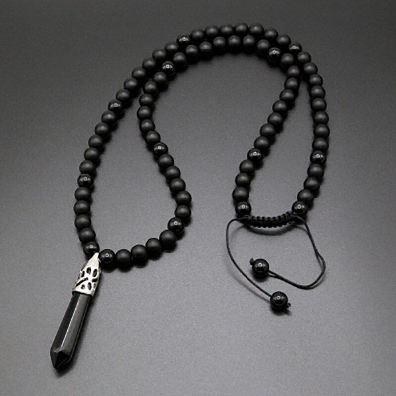 Black Beaded Mala Necklace - Pexav