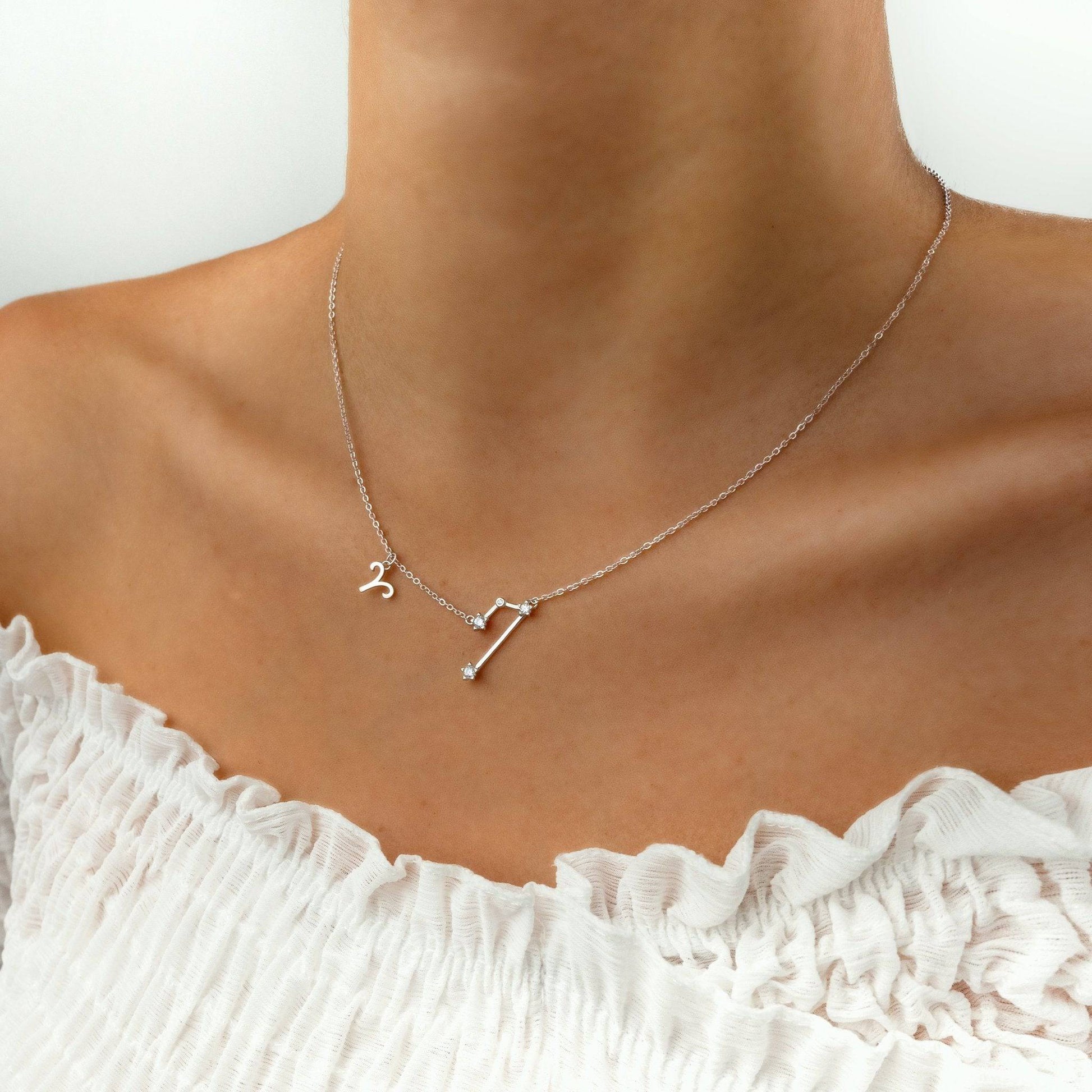 Zodiac Sign Astrology Necklace - Celestia-Gold-Aquarius-Nora Luxe
