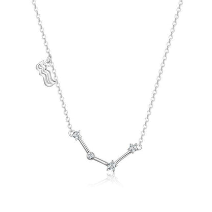 Zodiac Sign Astrology Necklace - Celestia-Silver-Aquarius-Nora Luxe