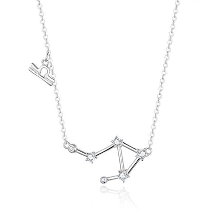 Zodiac Sign Astrology Necklace - Celestia-Silver-Libra-Nora Luxe