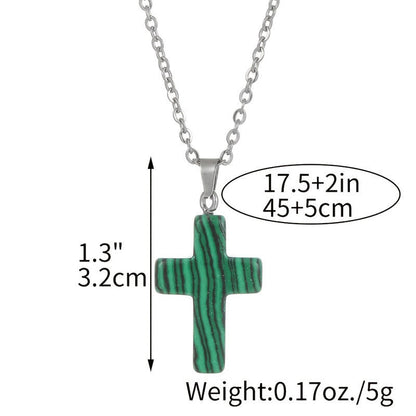 Necklace with Cross of Natural Gemstones - Seraphina-Amethyst-Nora Luxe