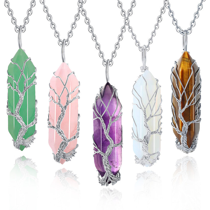 Beautiful Tree of Life Crystal Pendant Necklace - Pexav