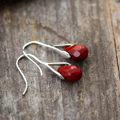 Natural Drop Gemstone Earrings - Serenella-Amethyst-Nora Luxe
