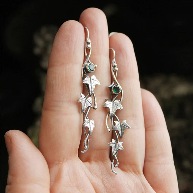 Vintage Leaf Elf Earrings - Sylvana-Green-Nora Luxe