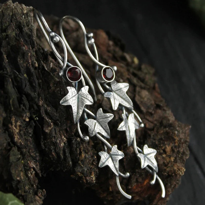 Vintage Leaf Elf Earrings - Sylvana-Red-Nora Luxe