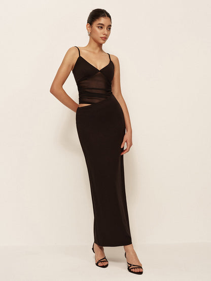 Affordable Deep V Neck Wrap Dress - Pexav