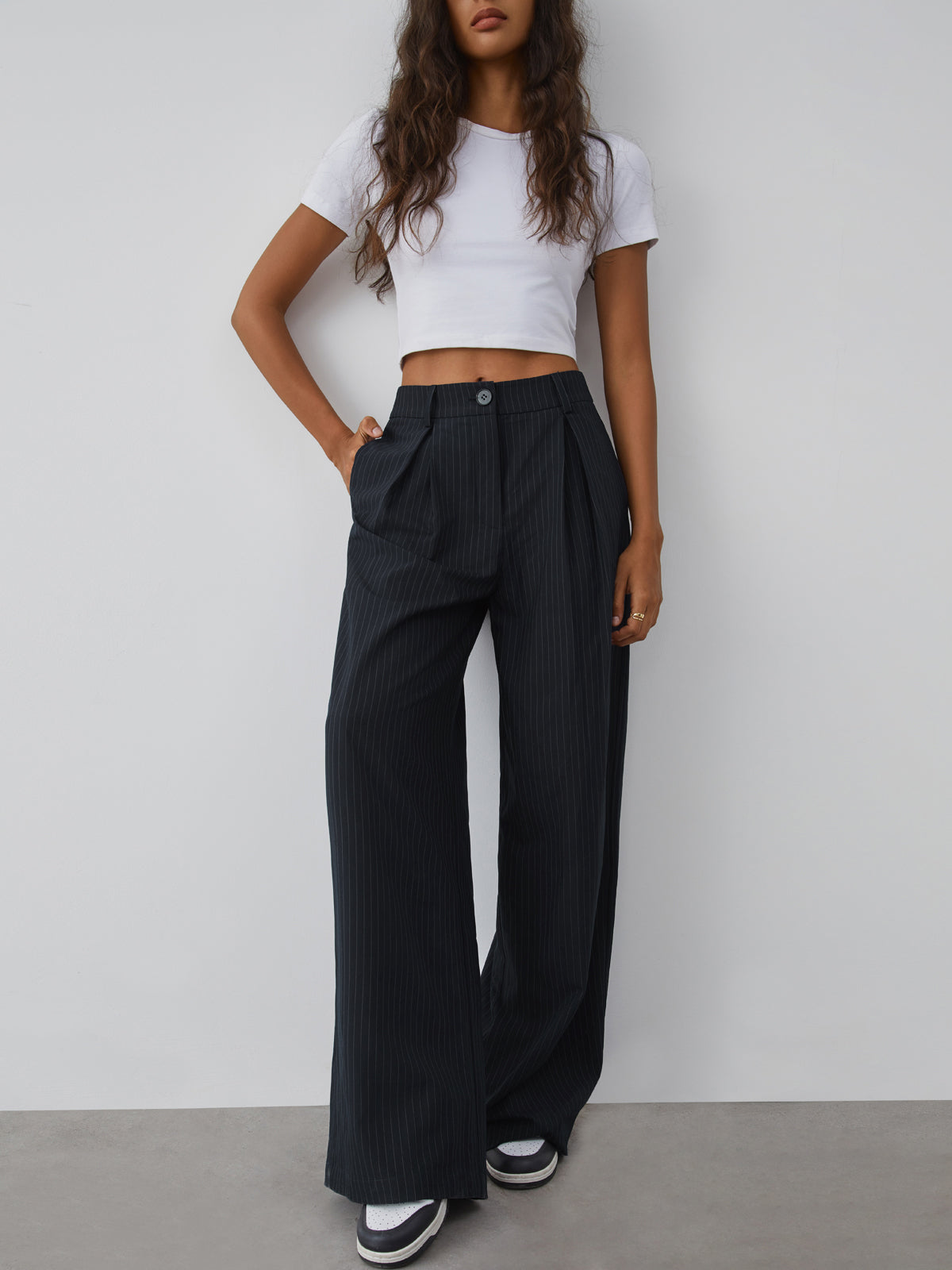 Bold Striped Loose Fit Dress Pants