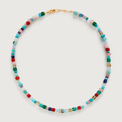 Authentic Stone Beaded Chain Necklace - Pexav