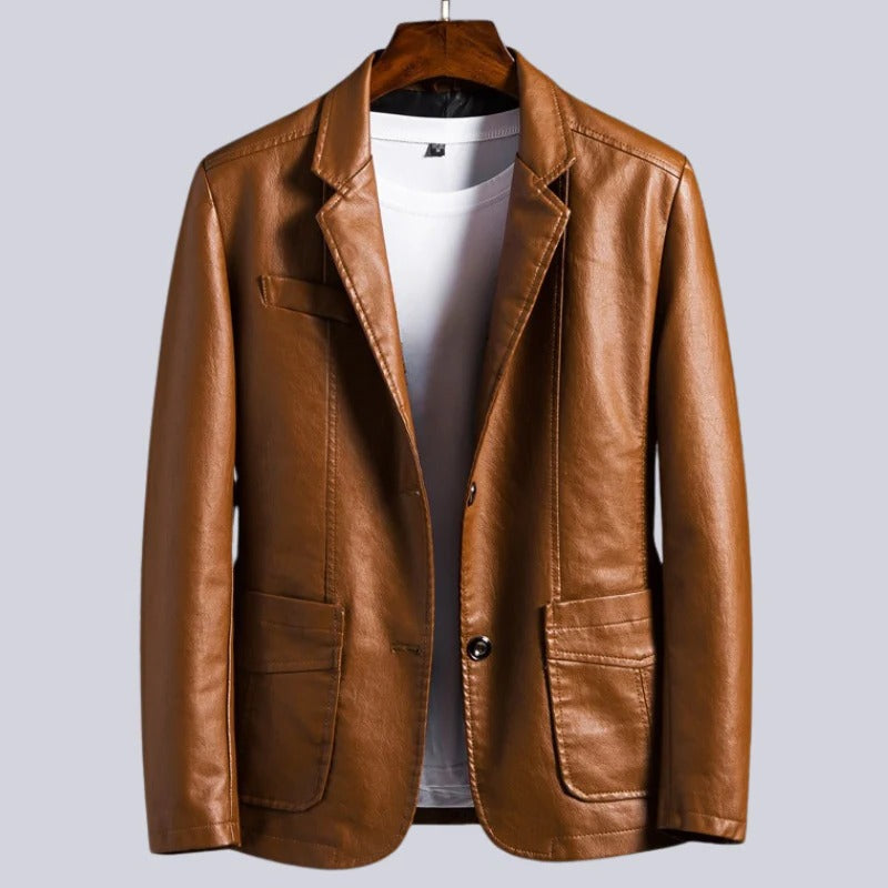 Black Faux Leather Biker Jacket - Pexav