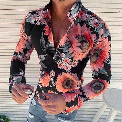 Slim Fit Men's Long Sleeve Floral Shirt - Nocini