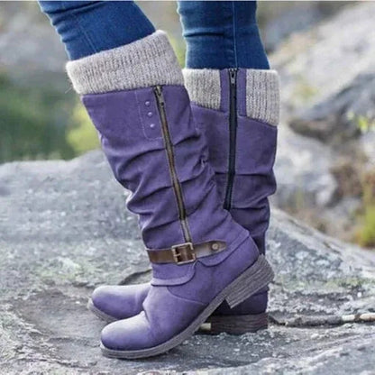 Low Heel Ankle Boots With Side Zip