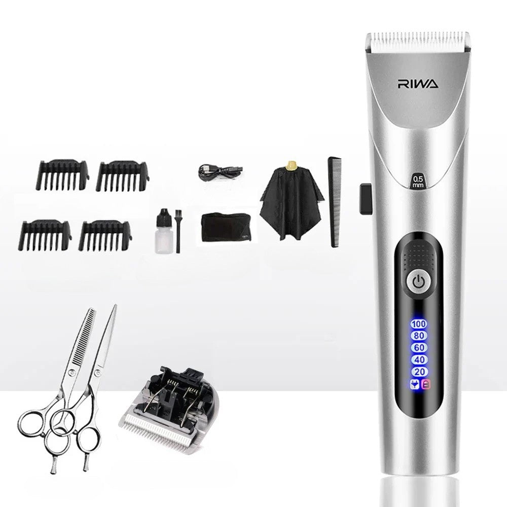 Professional Electric Trimmer - PowerEdge ProClip-Extra Razor Head + Hairdressing Scissors-Nora Luxe