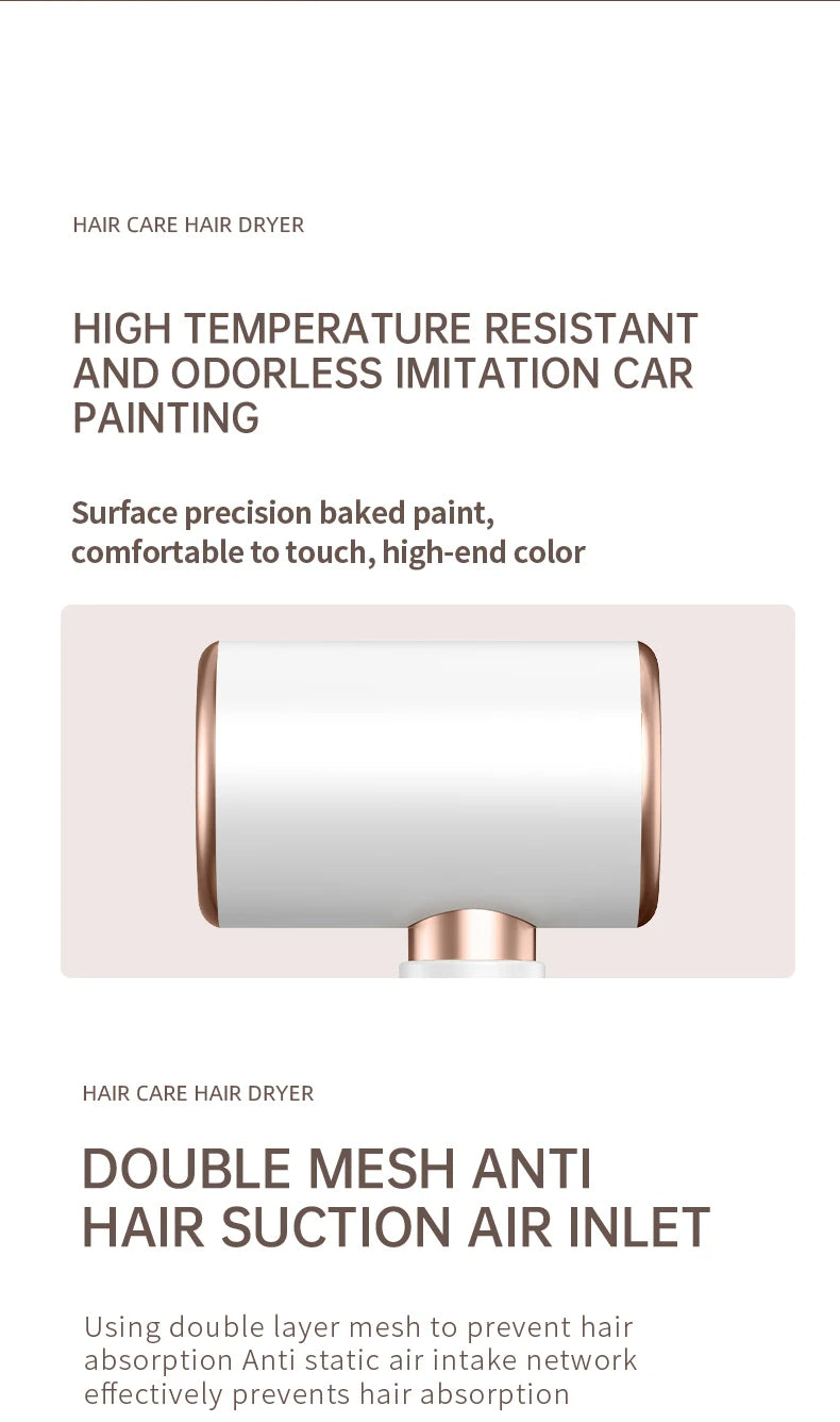 PROFESSIONAL HAIRDRYER 2400W WITH COLD AND HOT AIR - NEGATIVE IONS - POWERFUL HAIR DRYER FOR SALON RESULTS-Black-Nora Luxe