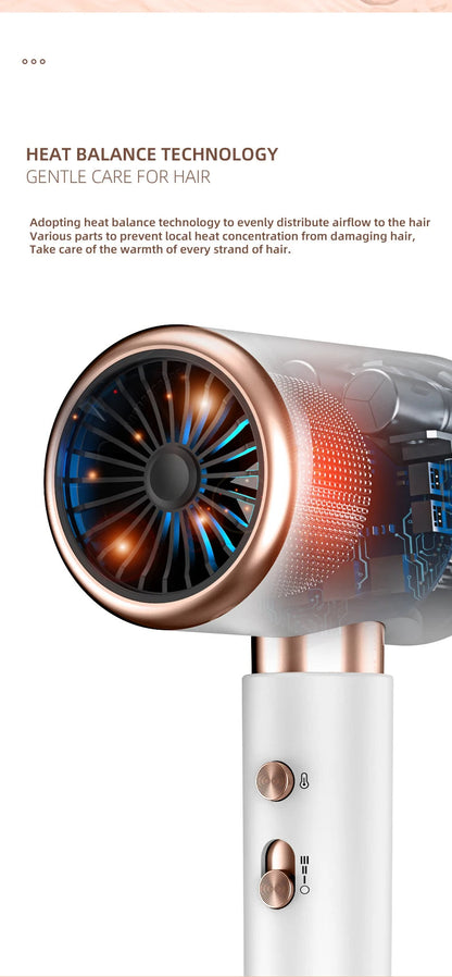 PROFESSIONAL HAIRDRYER 2400W WITH COLD AND HOT AIR - NEGATIVE IONS - POWERFUL HAIR DRYER FOR SALON RESULTS-Black-Nora Luxe