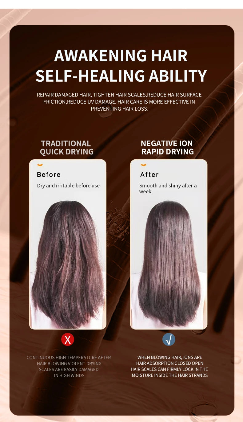 PROFESSIONAL HAIRDRYER 2400W WITH COLD AND HOT AIR - NEGATIVE IONS - POWERFUL HAIR DRYER FOR SALON RESULTS-Black-Nora Luxe