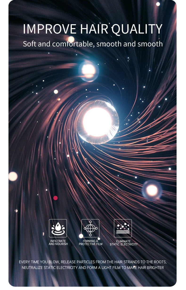 PROFESSIONAL HAIRDRYER 2400W WITH COLD AND HOT AIR - NEGATIVE IONS - POWERFUL HAIR DRYER FOR SALON RESULTS-Black-Nora Luxe