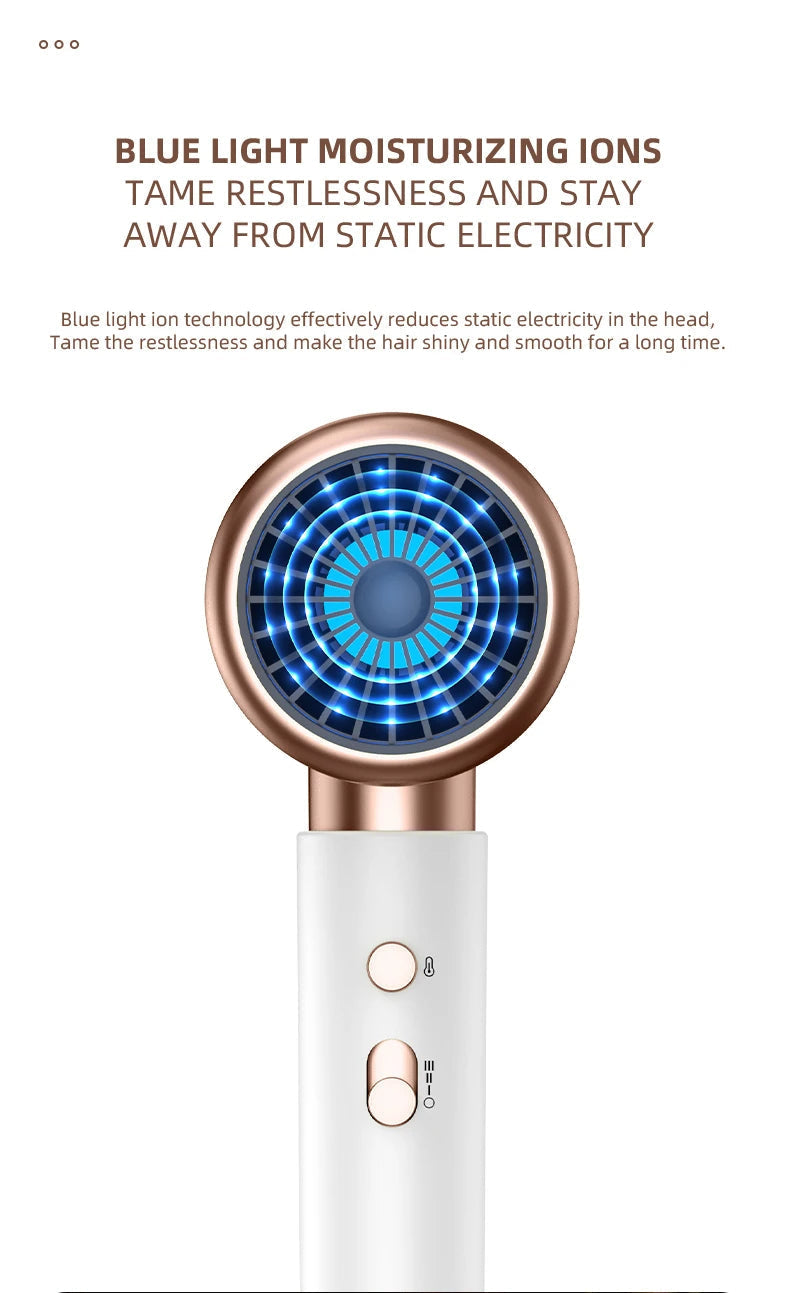 PROFESSIONAL HAIRDRYER 2400W WITH COLD AND HOT AIR - NEGATIVE IONS - POWERFUL HAIR DRYER FOR SALON RESULTS-Black-Nora Luxe